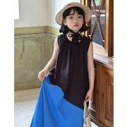 2024 夏 韓国風子供服  キッズ服    ベビー服   ワンピース  女の子  袖なし  2色