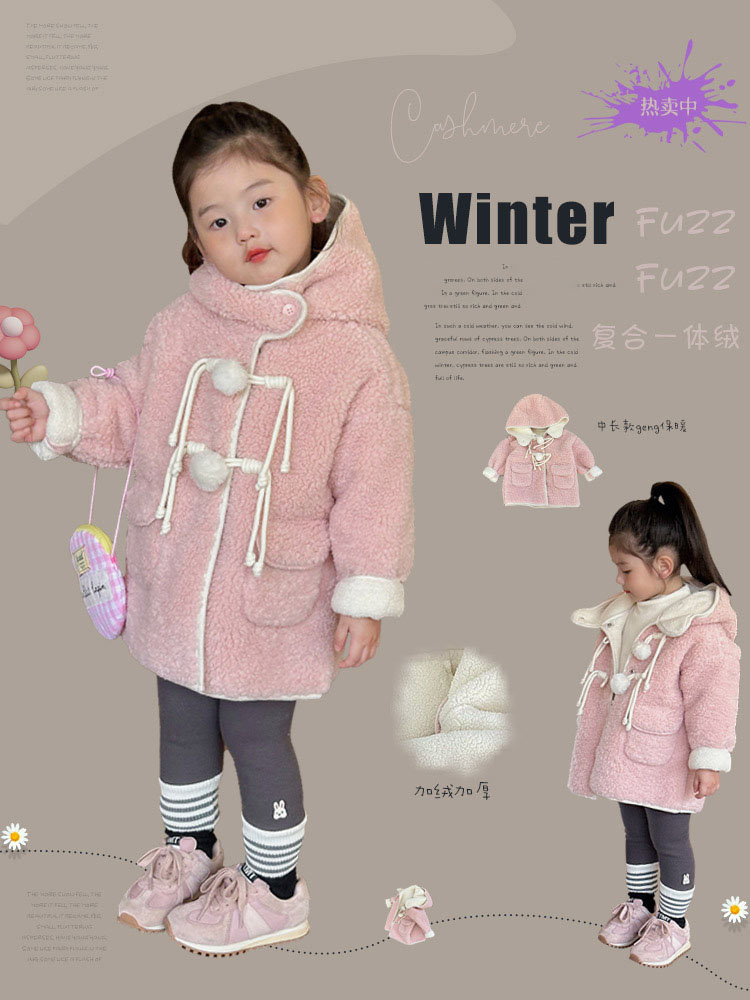 ins冬新品  韓国風子供服  キッズ服   厚手コート   アウター   フード付きコート  もふもふ   女の子