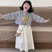 ins 夏新作  韓国風子供服     レース  ボトムス スカート  チュール  ロングスカート　