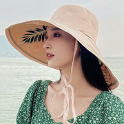 韓国つば付きサンバイザー夏のアウトドア顔隠帽子女性ビーチサンバイザー新作バケットハット
