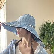 つば広バケットハット女性韓国軽量通気性のある日焼け止め帽韓国ファッション折りたたみキャペリン