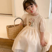 2023夏服新作 ベビー服 ワンピース 可愛い 花柄 韓国子供服 子供服 ブラウス 韓国風 90-130