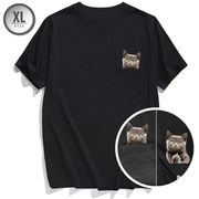 Tシャツ 猫 ポケット 中指立てる アニマル オルチャン オーバーサイズ 韓国ファッション