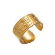 欧米レトロマイナーローマ指輪女寛型金属アレルギー対応金色チタン 色落ちい指輪