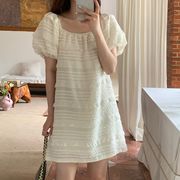 2023夏INS新作★超気質  スクエアネック 　可愛い　ワンピース