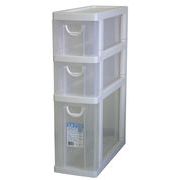 【日本製キャスター付き引出し式隙間ストッカー】スリムストッカー201（浅型2段と深型1段）