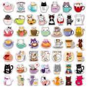 50枚/セット かわいい カフェの猫のステッカー ラベル 猫の雑貨 装飾品 防水 手帳用シール diyステッカー