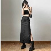 ガールズ ボトムス スカート タイトスカート ハイウェスト スリット ロング丈