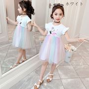 韓国子供服 子ども服 ワンピース 女の子 夏ワンピ チュールスカート プリント 可愛い