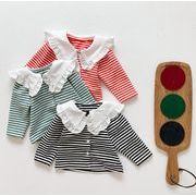 春新品　韓国子供服　ベビー服　　可愛い　ストライプ　　シャツ　長袖