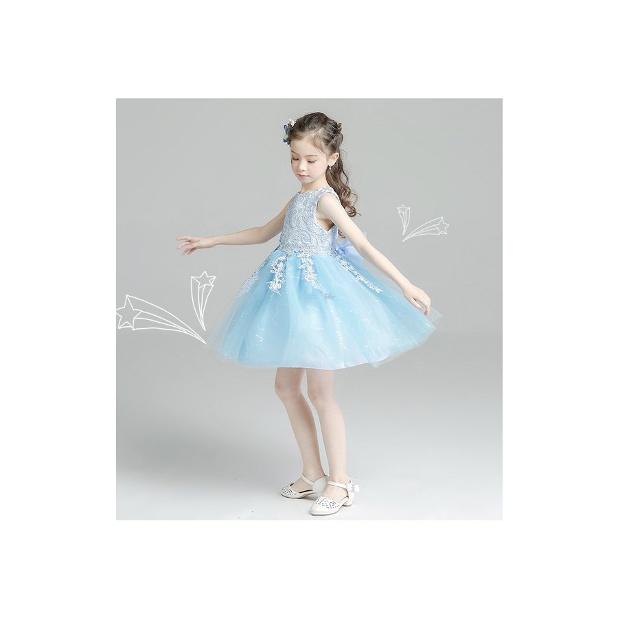 韓国子供服 女の子 ワンピースドレス チュールワンピース リボンレベル  ワンピース チュチュ