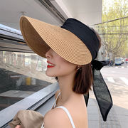 サンバイザー　帽子　リボン付き　デザイン　春夏　レディース　ファッション　オシャレ