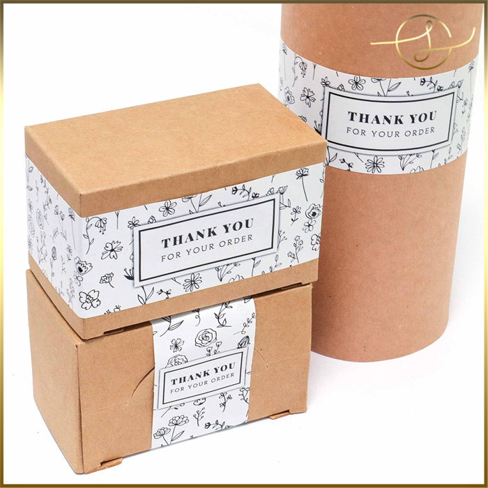 【2種】お花 手書き風ありがとうシール 販促シール ラベル ステッカー ギフト 包装 ラッピング用品 梱包材