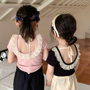 子ども tシャツ 半袖 子ども 女の子 可愛い トップス レース 子供服 新作 おしゃれ 2023 夏 韓国子供服