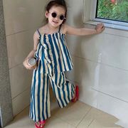 【2023夏】韓国風子供服 ベビー服 キッズ 女の子 ストライプ柄 ノースリーブ セットアップ