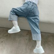秋新作   韓国風子供服   ボトムス デニム  ジーンズ   ズボン パンツ ファッション 【90-140cm】