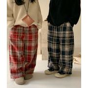 冬新作  韓国子供服   女の子   ボトムス  チェック柄   ズボン  ロングパンツ    ファッション  2色
