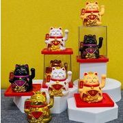 2025 ins  招き猫  ミニチュア  デコパーツ  太陽エネルギー インテリア置物  手を振る  モデル  車載用品