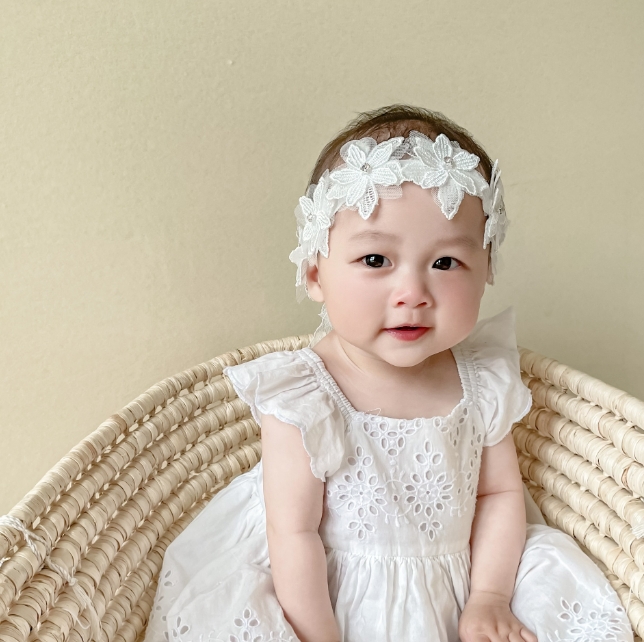 韓国風   子供用品  赤ちゃん   ヘアアクセサリー  花柄  髪飾り   レース    ヘアバンド  3色