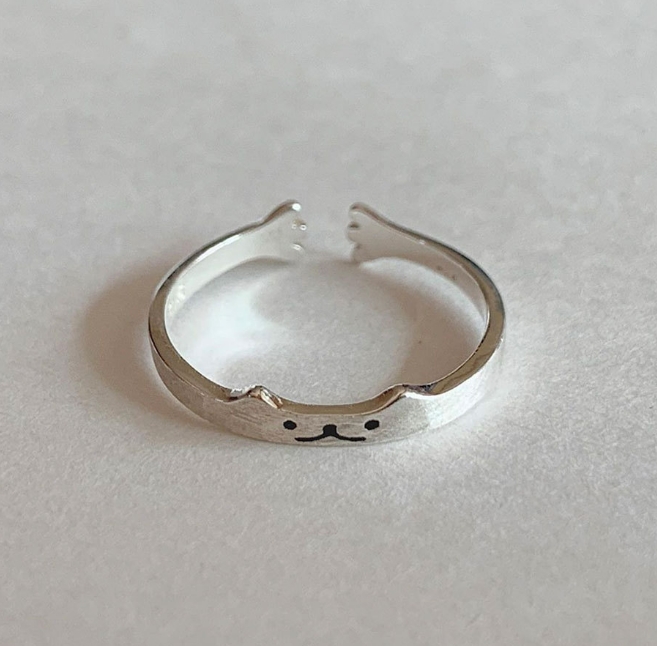 韓国風   アクセサリー  猫 リング   指輪   雑貨    レディース  開口指輪   ファッション小物