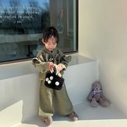冬新作  韓国子供服    ベビー   カーディガン + ズボン  セットアップ  ファッション
