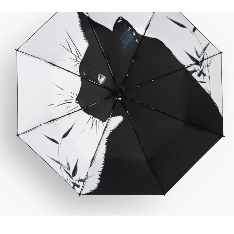 折りたたみ傘 撥水加工 折り畳み傘3段折り メンズ自動開閉 晴雨兼用 猫柄高強度