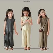 韓国子供服    キッズ服    女の子スーツ   夏   ファッション   タンクトップ+ズボン   2点セット