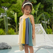 女の子 子供服 夏 ワンピース  キャミソールワンピース プリンセススカート色合わせ ファッション