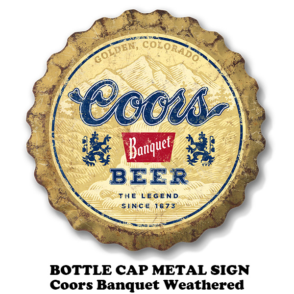 ボトルキャップ メタルサイン Coors Banquet Weathered【クアーズ ブリキ看板】