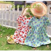 韓国風子供服    半袖  花柄 トップス    ベビー服  ワンピース  キッズ 2色