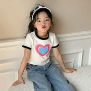 2023夏服 韓国風子供服 ベビー服 トップス 半袖 Tシャツ 英字 女の子 カジュアル 2色