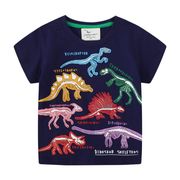 【新作】子供服蛍光反射 恐竜 半袖 Tシャツ 綿 韓国ファッション 男女兼用 ラウンドネック トップス