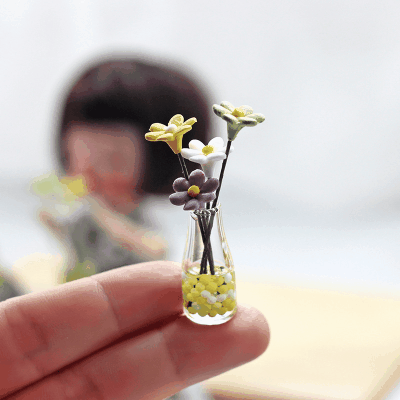 ドールハウス用 ミニチュア道具 フィギュア ぬい撮 おもちゃ 模型 ミニフラワー ガラス 花瓶
