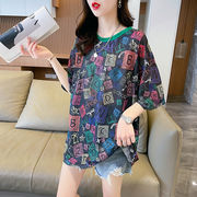 【予約220197】大きいサイズ春夏新作 韓国 レディース ファッション  Tシャツ ワンピースLL-4L