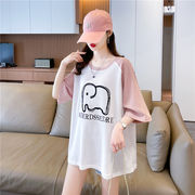 【予約220455】大きいサイズ春夏新作 韓国 レディース ファッション  Tシャツ ワンピースLL-4L