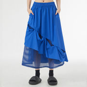 初回送料無料　夏のフレンチキルティングメッシュスカート　ハイウエストスカート　人気スカート