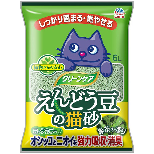 ［アース・ペット］クリーンケア えんどう豆の猫砂 緑茶の香り 6L