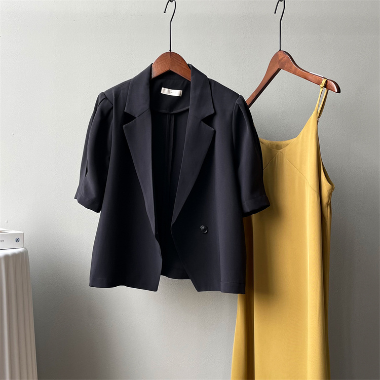 個性的なデザイン 半袖スーツ 短めのコート ジェントルスタイル コート ギャザリング スリム カジュアル