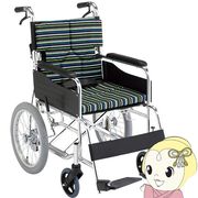 車椅子 介助式車椅子 折りたたみ 背折れ 車いす モジュールタイプ ストライプネイビー マキテック SMK3