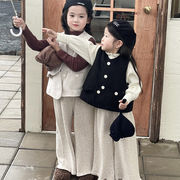 ★Girls★　子供ベスト　ビンテージジレ　秋冬　90~140cm 　韓国キッズファッション
