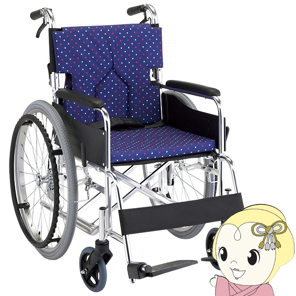 車椅子 自走式車椅子 折りたたみ 背折れ 車いす モジュールタイプ ドットネイビー マキテック SMK50-38