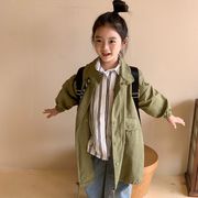 ★Girls★　子供ロングコート　ビンテージ　秋　大人しく　80~140cm 　韓国キッズファッション