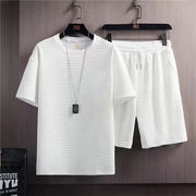 人気のあるデザイン 五分袖Tシャツ 男性セット 半袖Tシャツ トレンド シンプル ショートパンツ