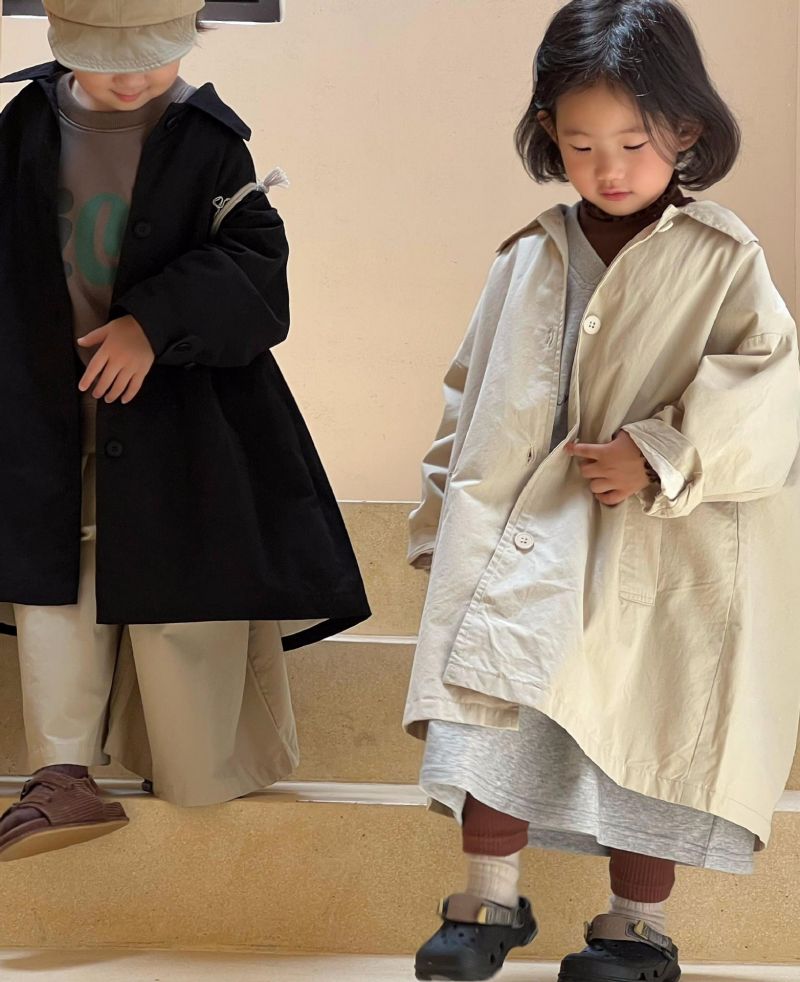 【2023秋新作】韓国子供服 子ども服 トレンチコート コート ジャケット ロング丈 秋 春 男の子 女の子