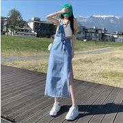 韓国風　レディース　デニムサロペットドレス　新しい夏　カジュアル　ファッションドレス★XS-2X