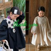 ★Girls★　韓国子供ワンピース　レースチェック柄　長袖　90~130cm 　韓国キッズファッション