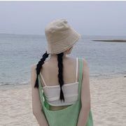 夏女帽子★薄い漁師の帽子★日焼け止め、日よけ帽★ファッションハット★紫外線対策