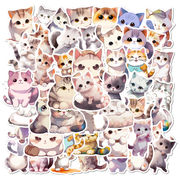 50枚 猫のステッカー かわいい動物のステッカー 防水 装飾ステッカー  手帳素材