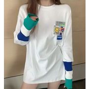 2023春秋新作 レディース 女 トップス 長袖 丸首 プリント Tシャツ インナー  M-XL