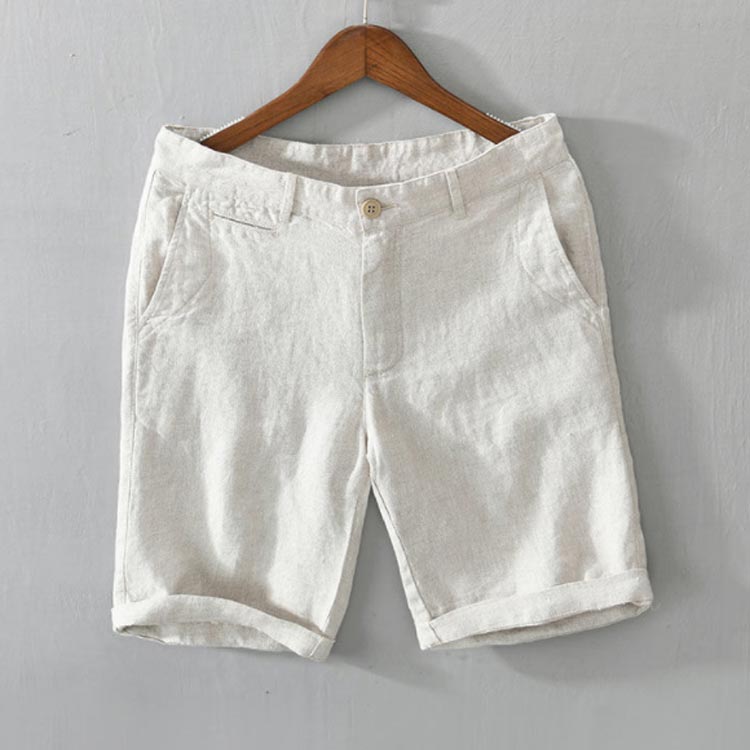 美品★SHINZONE コットンリネン ショートパンツ 36 ホワイト リネンパンツ 麻100％ メンズ 麻 パンツ ハーフパンツ ショート